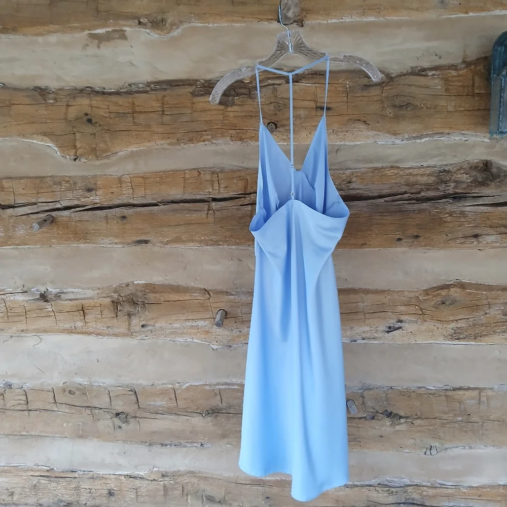 Cable & Gauge Blue V Neck T Back Satin Nightgown Medium - Picture 5 of 7